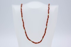 1981 Cinnabar Color Glass Bead Necklace