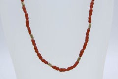 1981 Cinnabar Color Glass Bead Necklace