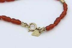 1981 Cinnabar Color Glass Bead Necklace